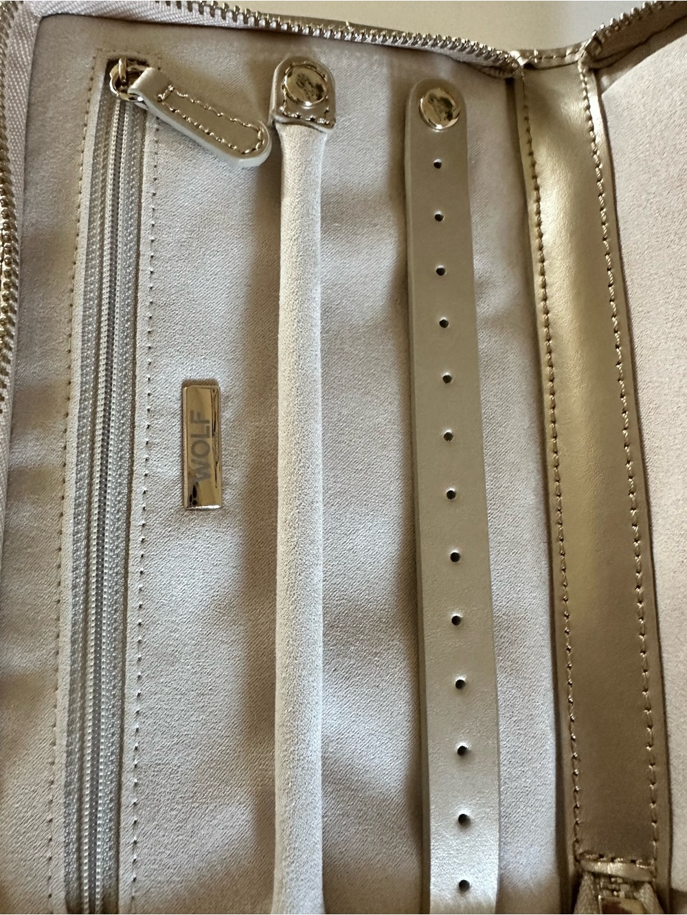 WOLF Zip-Around Travel Jewelry Case in Gold with Tassel - Picture 3 of 10
